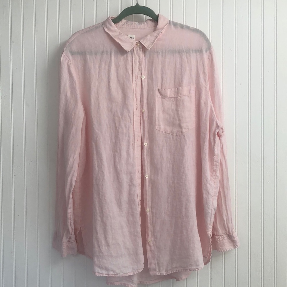GAP WOMENS LINEN BOYFRIEND SHIRT